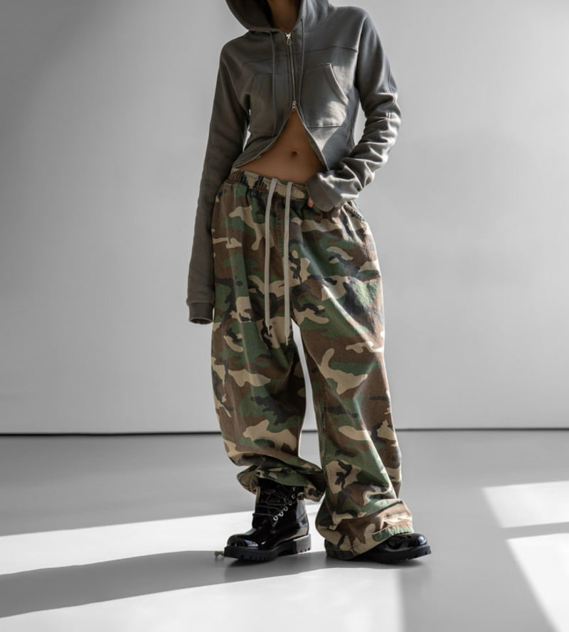 Paper Moon - Korean Women Fashion - #womensfashion - Camouflage Cotton Banded Maxi Wide Trousers - 4