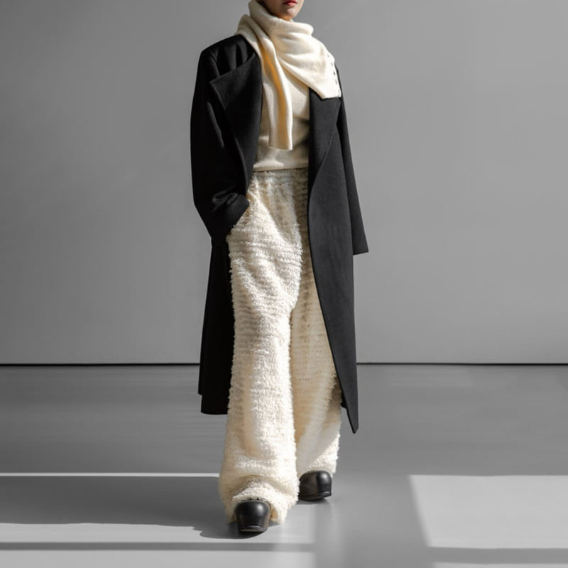Paper Moon - Korean Women Fashion - #momslook - Luxe Feather Lace Detail Wide Trousers - 8