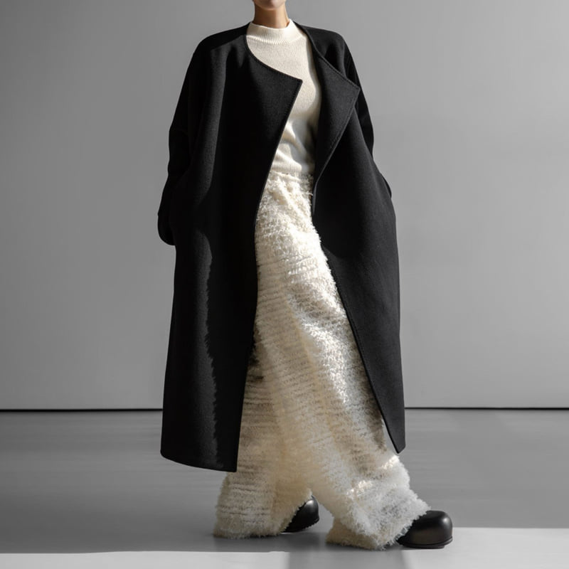 Paper Moon - Korean Women Fashion - #momslook - Luxe Cashmere Wool Stitch Point Robe Belted Coat - 5