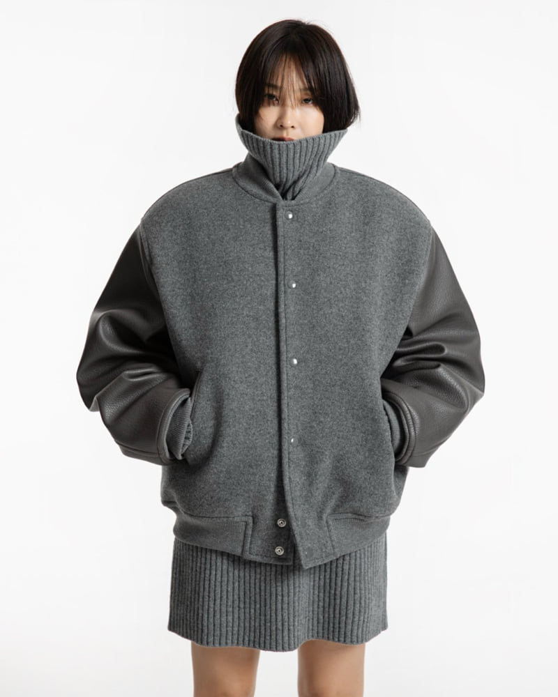 Paper Moon - Korean Women Fashion - #womensfashion - Classic Oversized Stadium Jacket - 4