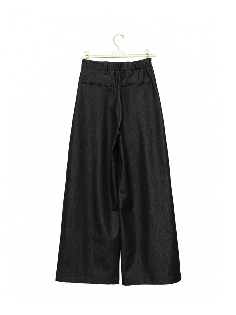Paper Moon - Korean Women Fashion - #momslook - Pleated Twill Denim Wide Trousers - 8
