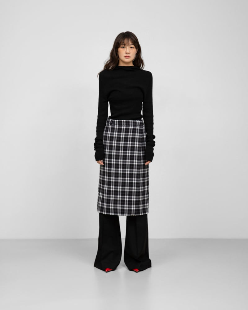 Paper Moon - Korean Women Fashion - #momslook - Plaid Check Pattern Wrap Midi Skirt - 11