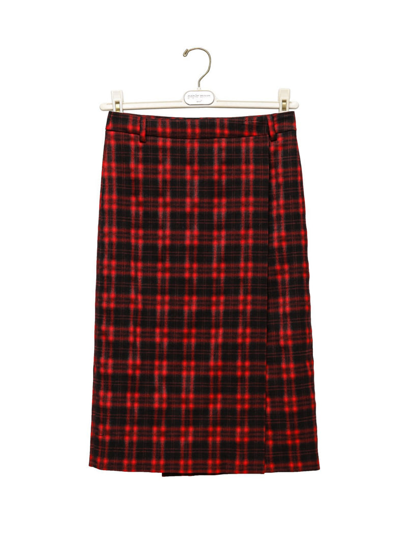 Paper Moon - Korean Women Fashion - #momslook - Plaid Check Pattern Wrap Midi Skirt - 3