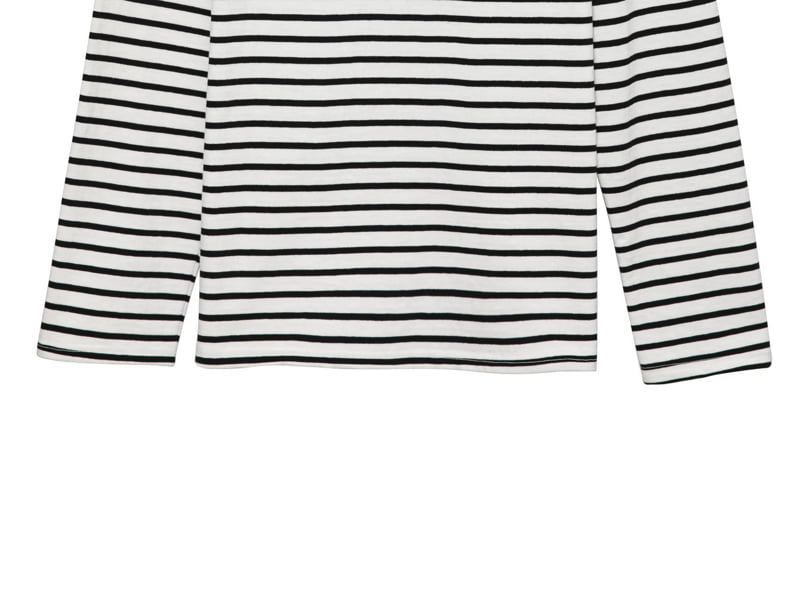 Paper Moon - Korean Women Fashion - #momslook - Boyfriend Fit Stripe Boat Neck Tee - 11