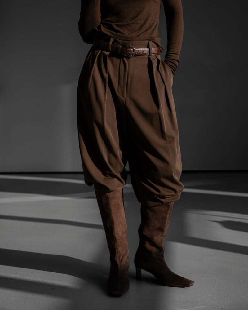 Paper Moon - Korean Women Fashion - #momslook - Low Waist Double Pleat Wide Trousers