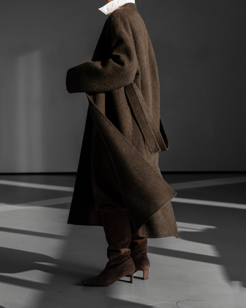 Paper Moon - Korean Women Fashion - #momslook - Luxe Suri Alpaca Fuzzy Handmade Robe Coat - 4