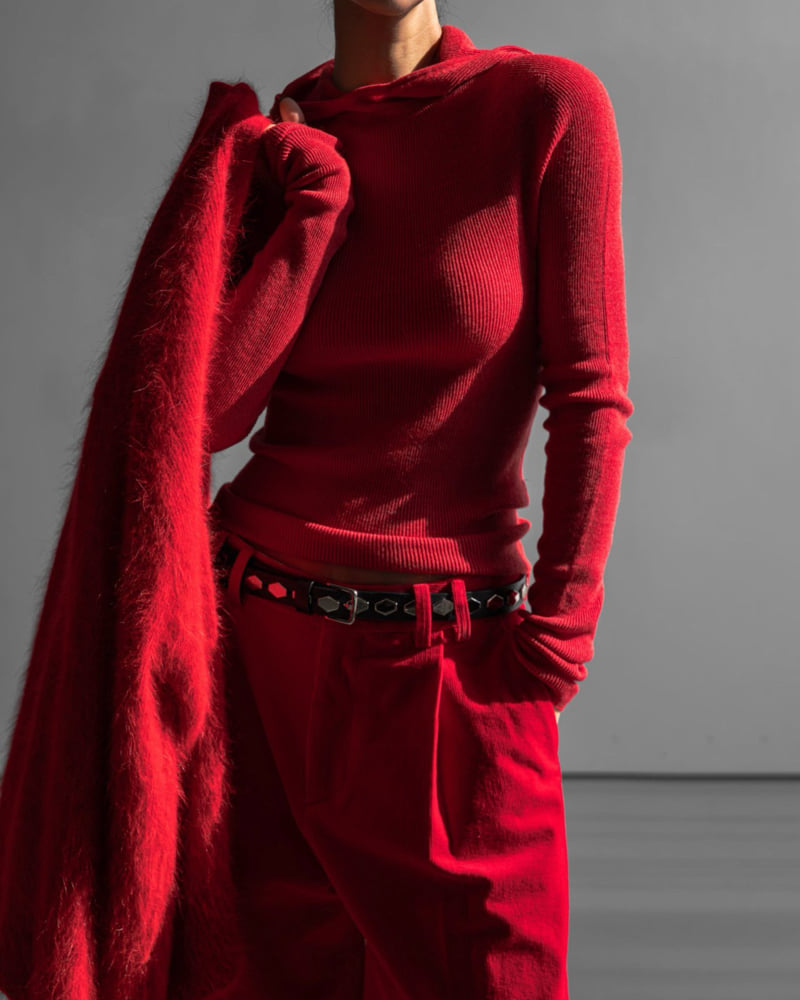 Paper Moon - Korean Women Fashion - #momslook - Whole Garment Hood Knit Top - 2