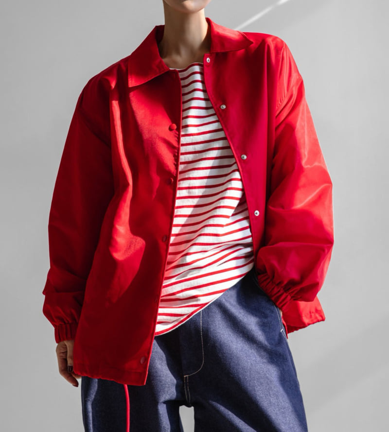 Paper Moon - Korean Women Fashion - #momslook - Oversized Padded Shoulder Snap Button Jacket - 10