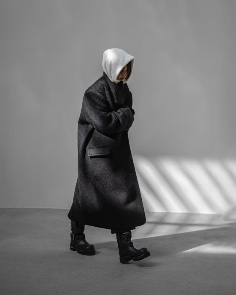Paper Moon - Korean Women Fashion - #momslook - Peaked Lapel Mohair Maxi Oversized Coat - 10