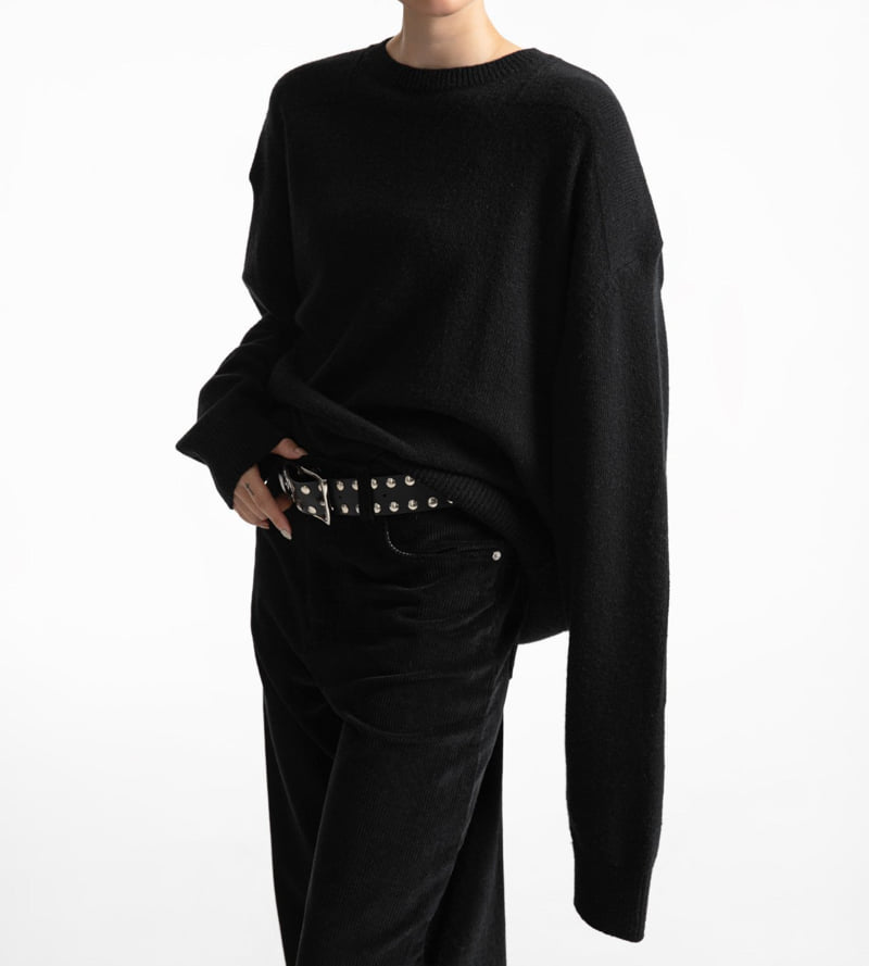 Paper Moon - Korean Women Fashion - #momslook - Double Knitting Shoulder Detail Round Neck Knit - 9