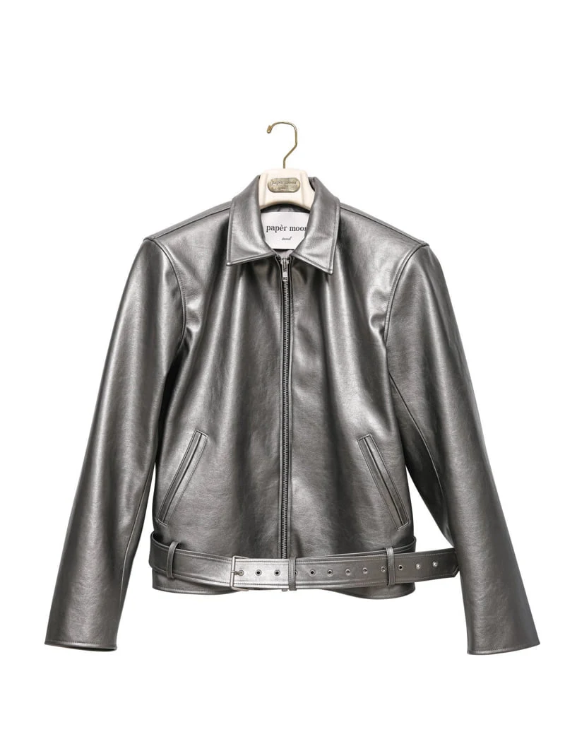 Paper Moon - Korean Women Fashion - #momslook - Oversingle Zipper Belted Buckle Jacket - 5