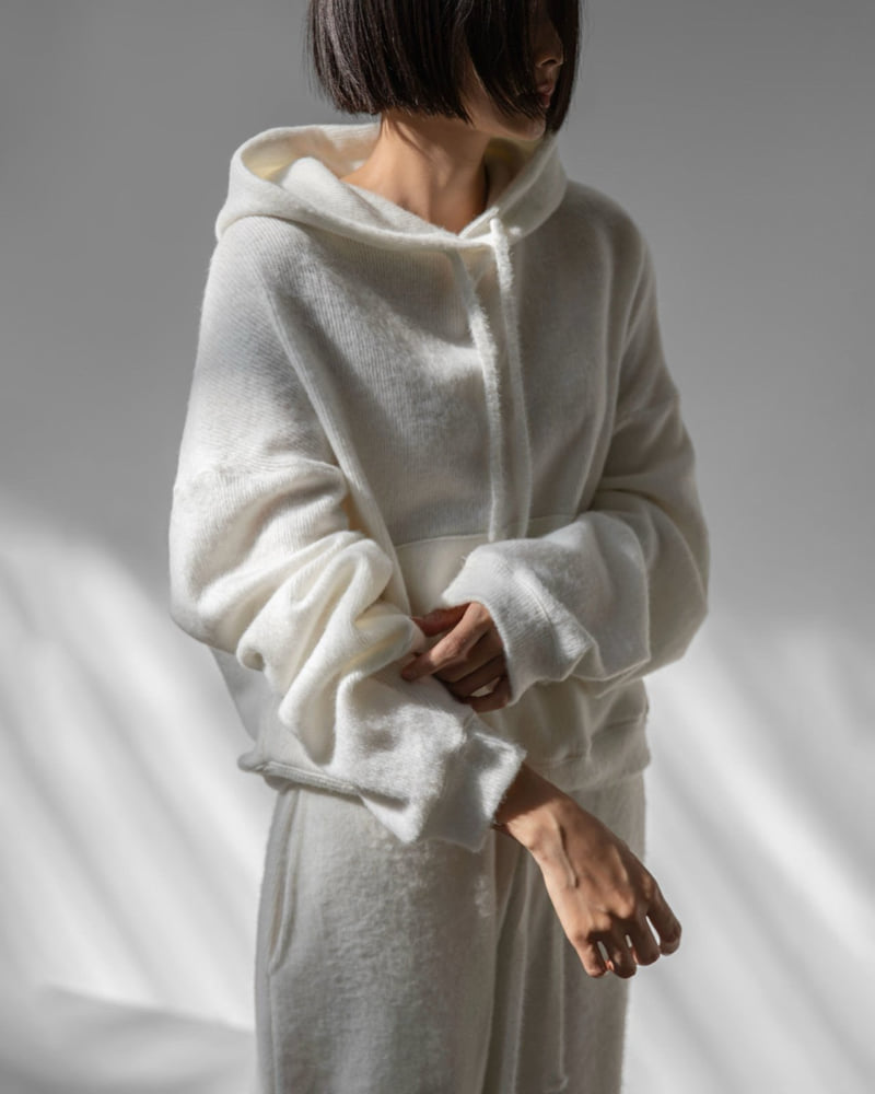 Paper Moon - Korean Women Fashion - #thelittlethings - Hairy Texture Cozy Hooded Top - 4