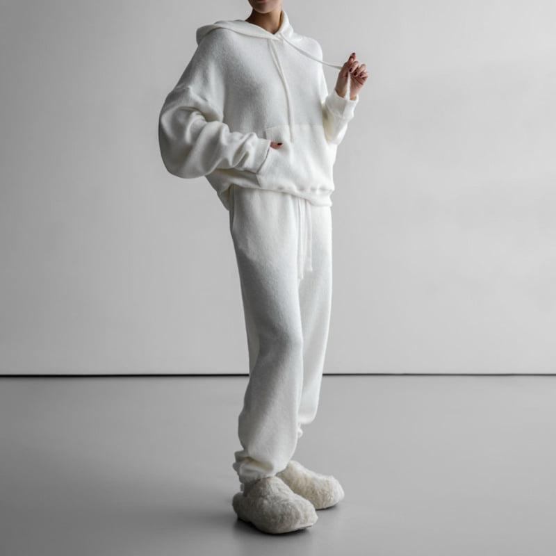 Paper Moon - Korean Women Fashion - #pursuepretty - Hairy Texture Cozy Hooded Top - 6