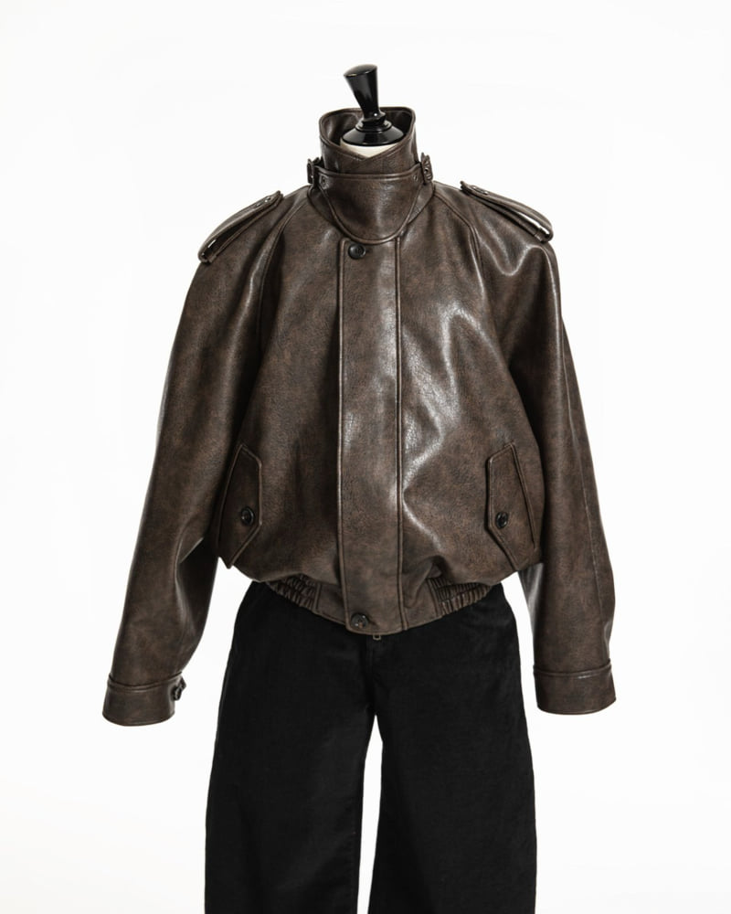Paper Moon - Korean Women Fashion - #vintagekidsstyle - Oversized Vegan Button-Up Bomber Jacket - 4