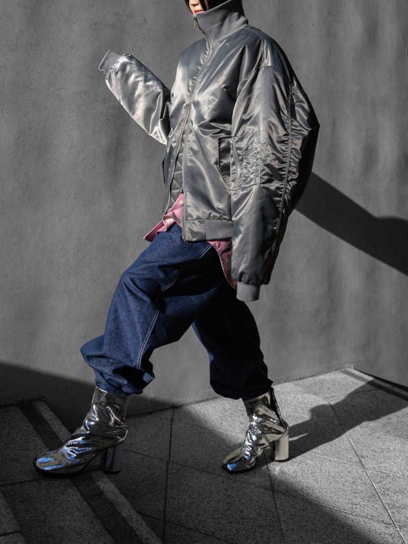 Paper Moon - Korean Women Fashion - #pursuepretty - Stitch Detail Wide Baggy Denim Pants - 3