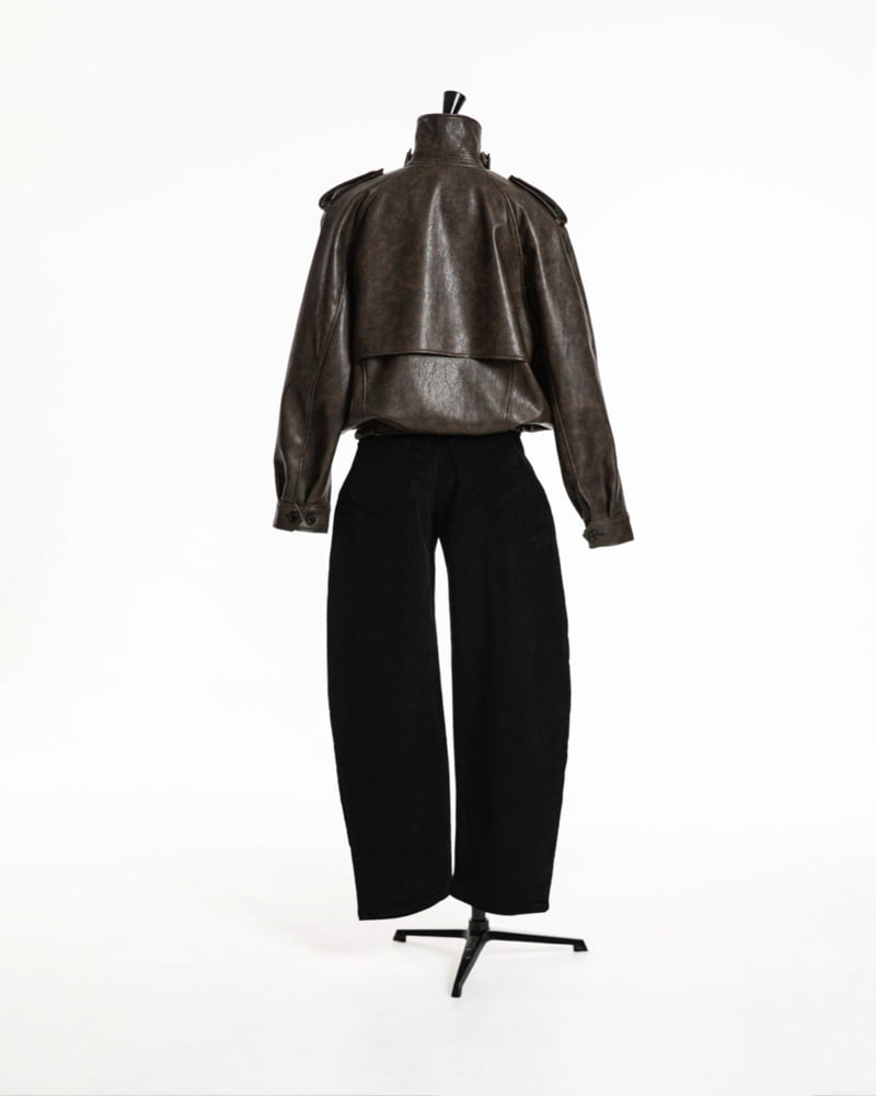 Paper Moon - Korean Women Fashion - #restrostyle - Oversized Vegan Button-Up Bomber Jacket - 5
