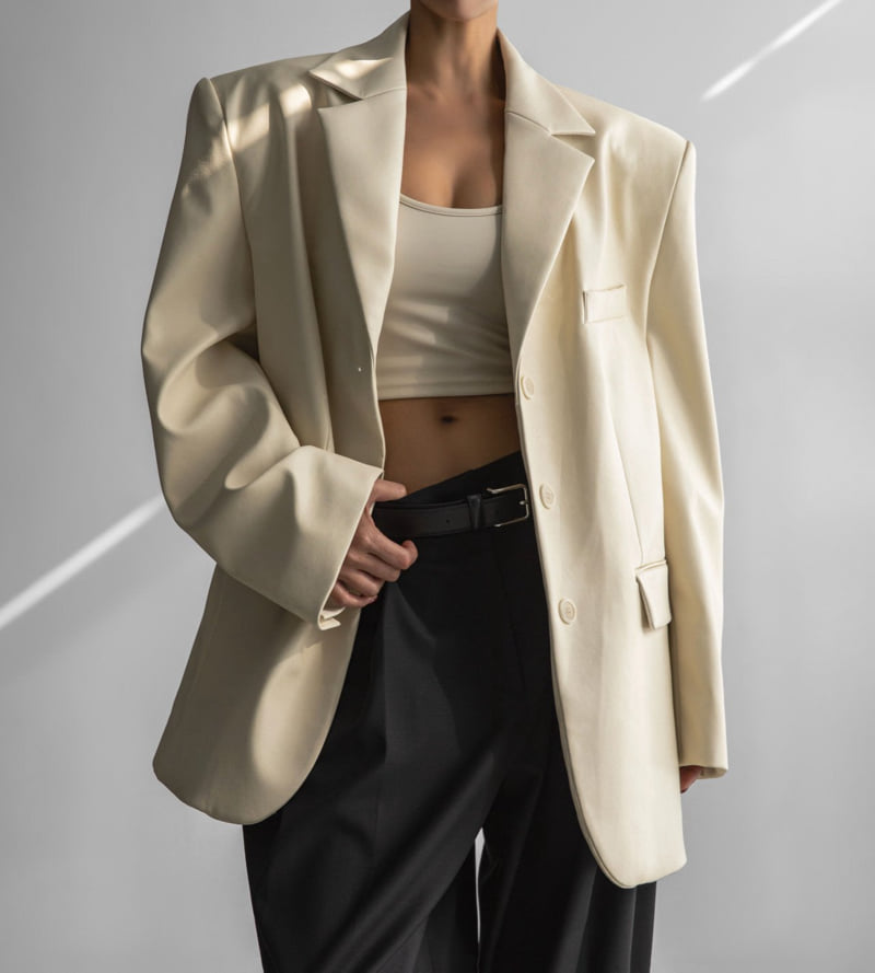 Paper Moon - Korean Women Fashion - #restrostyle - Oversized Shiny Three Button Blazer