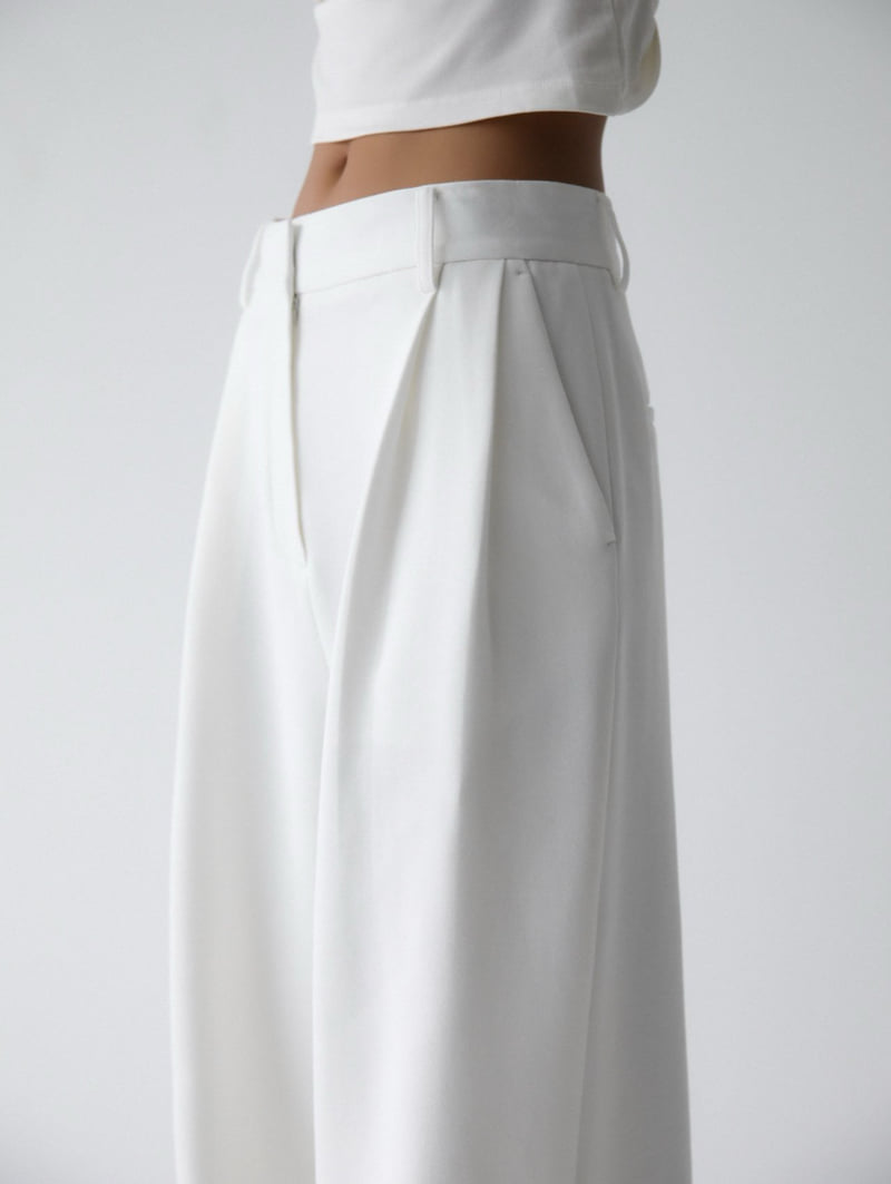 Paper Moon - Korean Women Fashion - #pursuepretty - Sweat Wide Pintuck Trousers - 4