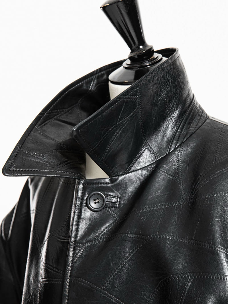 Paper Moon - Korean Women Fashion - #romanticstyle - Patchwork Vegan Single Button Half Coat