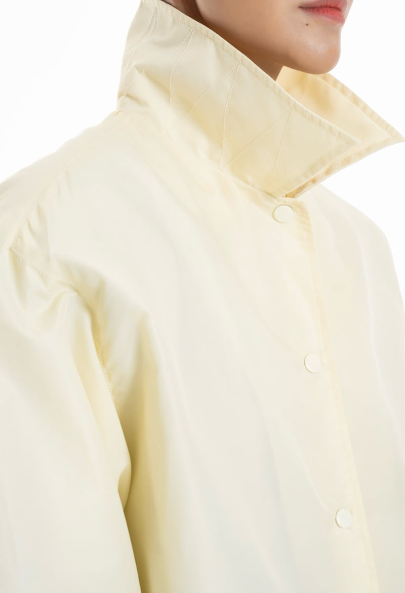 Paper Moon - Korean Women Fashion - #romanticstyle - Oversized Padded Shoulder Snap Button Jacket - 6