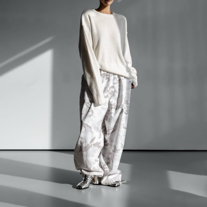 Paper Moon - Korean Women Fashion - #romanticstyle - Camouflage Cotton Banded Maxi Wide Trousers - 2