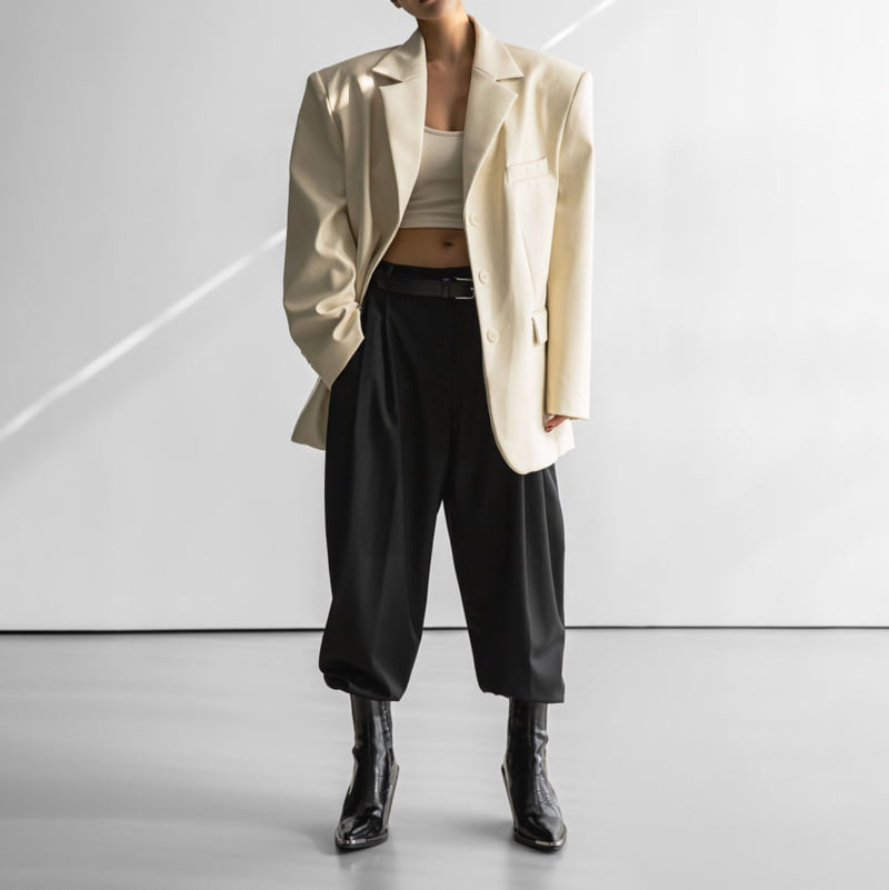 Paper Moon - Korean Women Fashion - #shopsmall - Oversized Shiny Three Button Blazer - 3