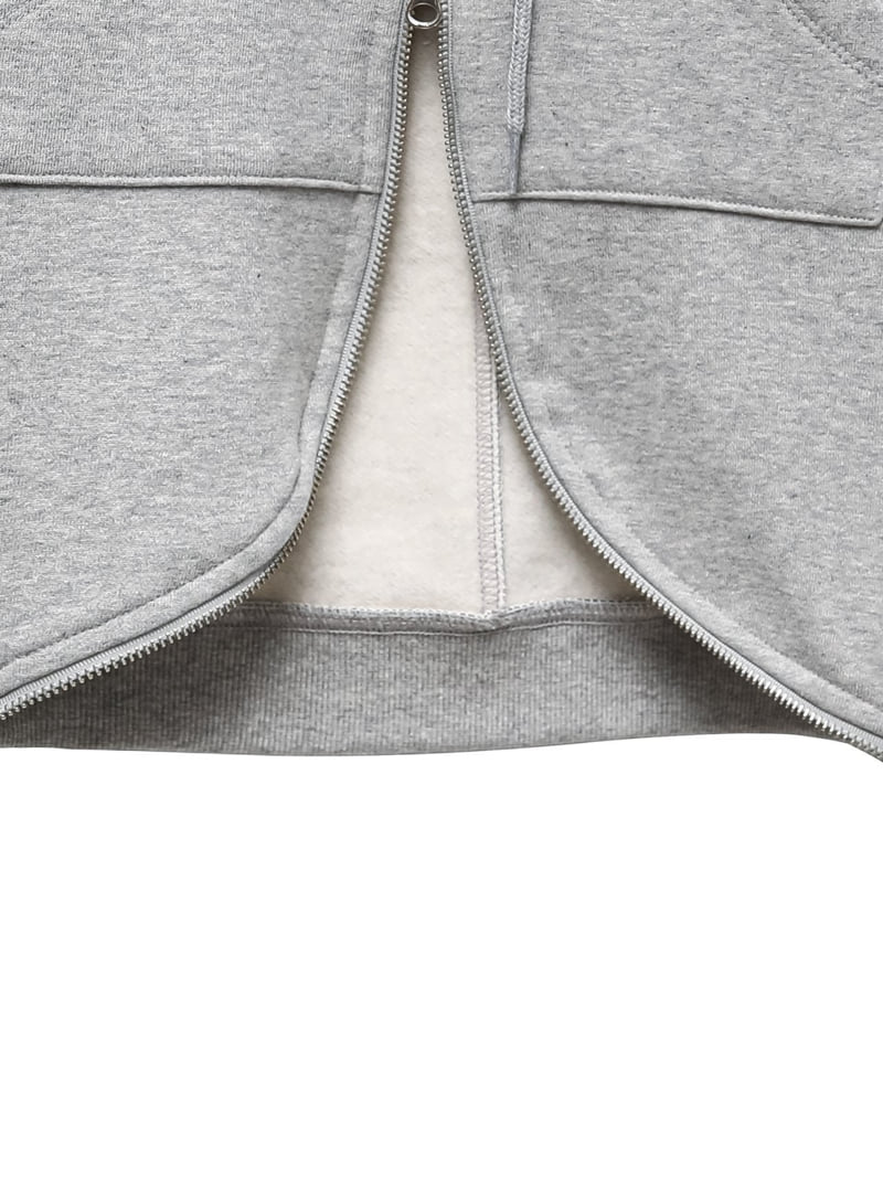 Paper Moon - Korean Women Fashion - #shopsmall - Round Line Slim Hoodie Zip Up - 8