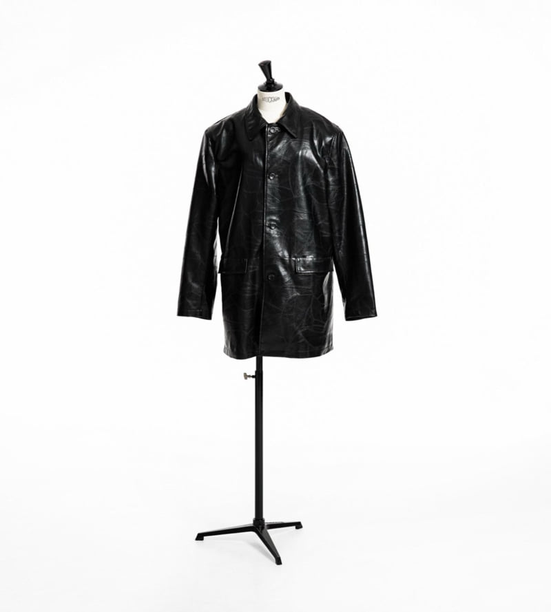 Paper Moon - Korean Women Fashion - #thatsdarling - Patchwork Vegan Single Button Half Coat - 3
