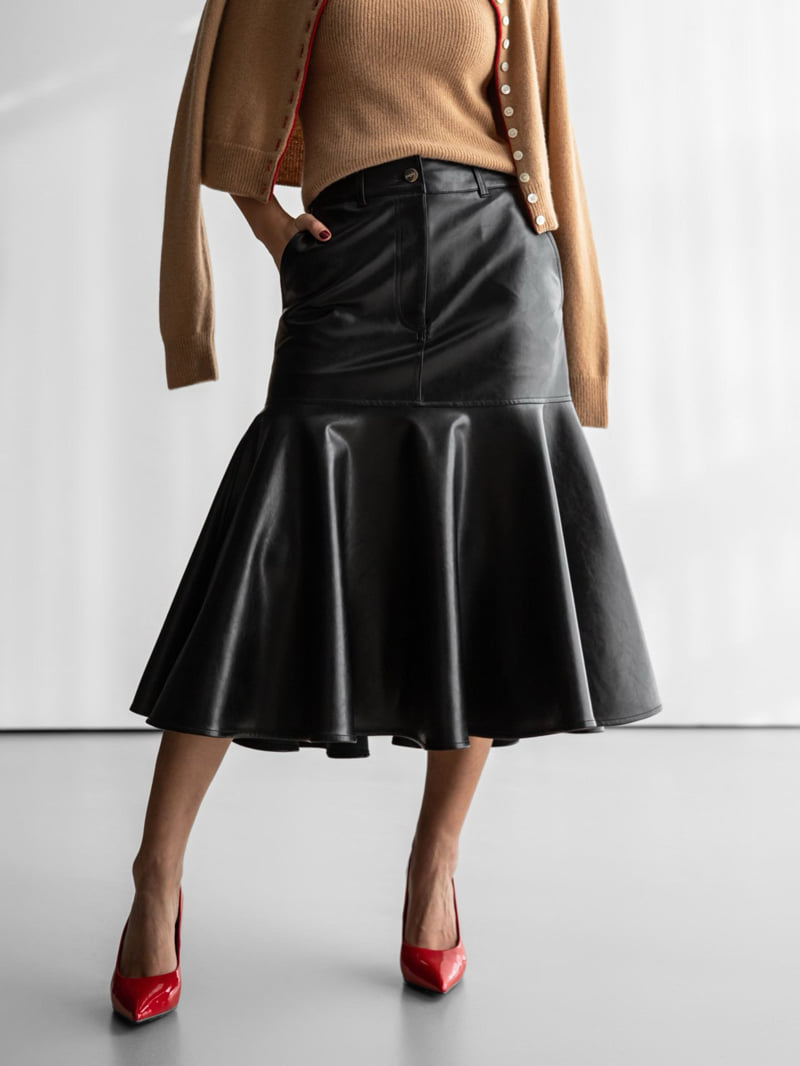 Paper Moon - Korean Women Fashion - #thatsdarling - Vegan Mermaid Peplum Midi Skirt
