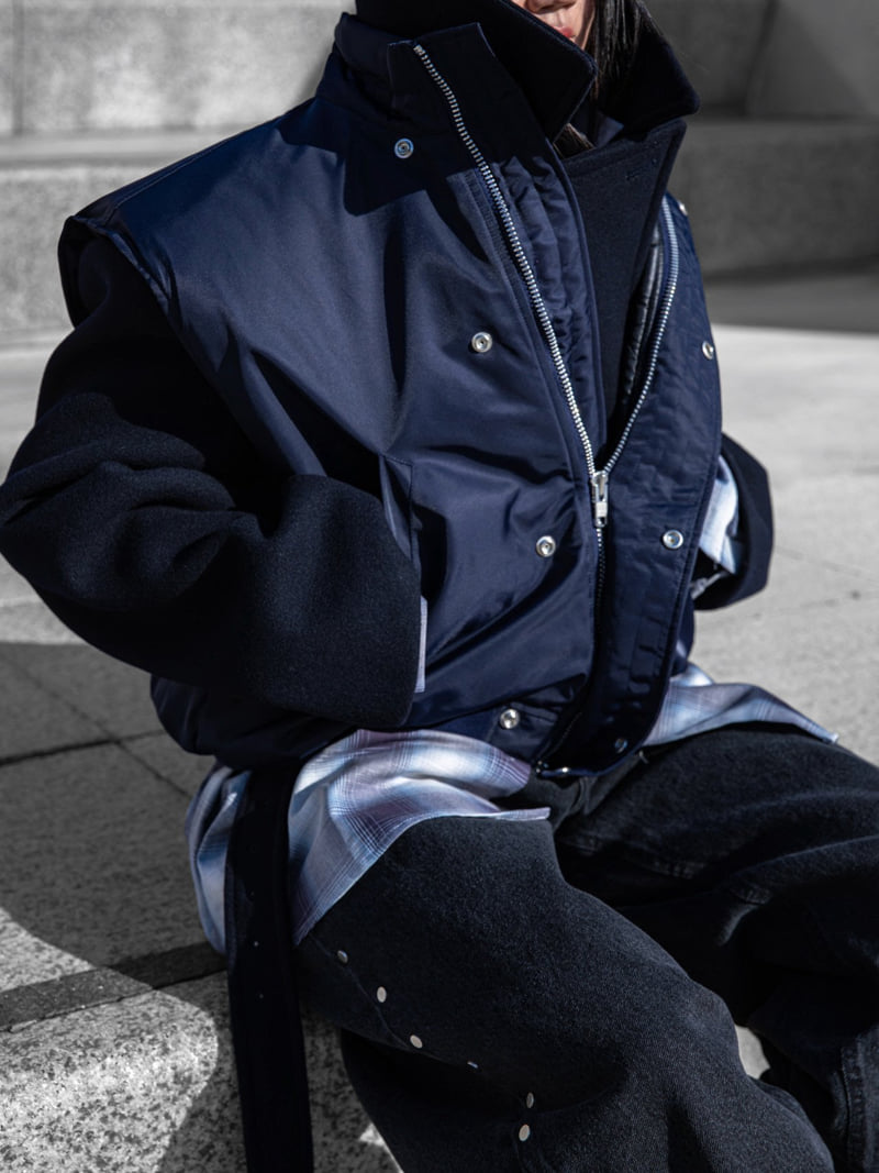 Paper Moon - Korean Women Fashion - #thelittlethings - Oversized Padded Shoulder Bomber Vest