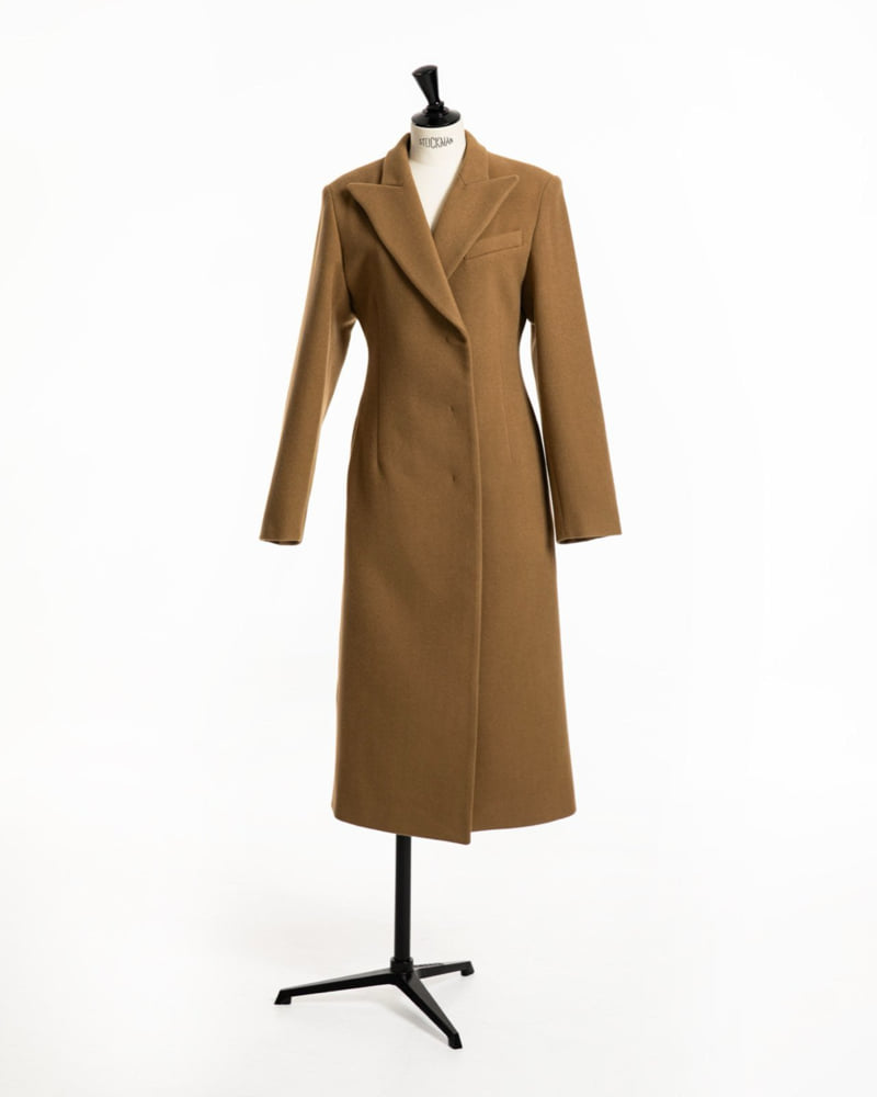 Paper Moon - Korean Women Fashion - #vintageinspired - Luxe Peaked Lapel Hidden Three Button Maxi Coat - 5