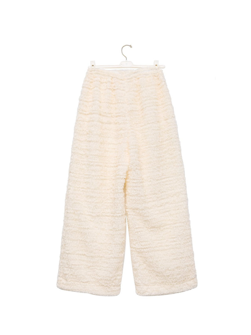 Paper Moon - Korean Women Fashion - #vintageinspired - Luxe Feather Lace Detail Wide Trousers - 10