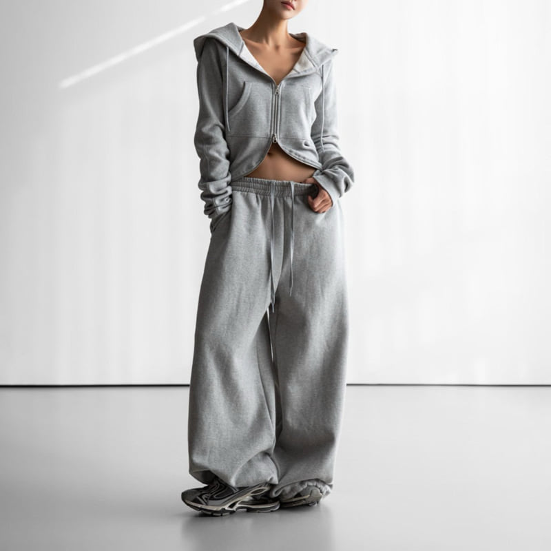 Paper Moon - Korean Women Fashion - #vintageinspired - Round Line Slim Hoodie Zip Up - 3