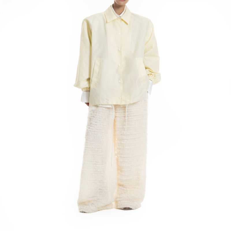 Paper Moon - Korean Women Fashion - #vintageinspired - Oversized Padded Shoulder Snap Button Jacket - 2