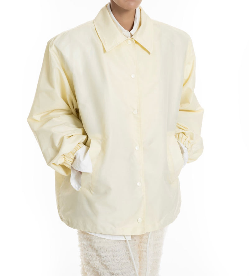 Paper Moon - Korean Women Fashion - #vintagekidsstyle - Oversized Padded Shoulder Snap Button Jacket - 3