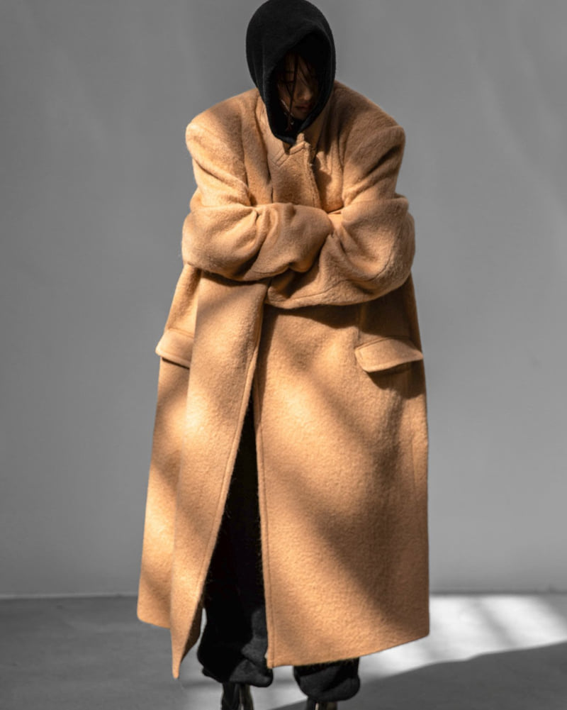 Paper Moon - Korean Women Fashion - #vintagekidsstyle - Peaked Lapel Mohair Maxi Oversized Coat