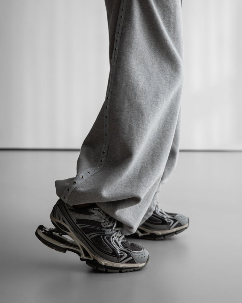 Paper Moon - Korean Women Fashion - #womensfashion - Oversized Eyelet Line Detail Sweat Wide Pants