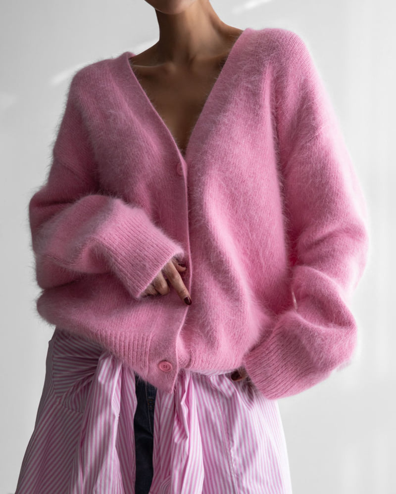Paper Moon - Korean Women Fashion - #womensfashion - Luxe Mink Angora Knit Cardigan - 6