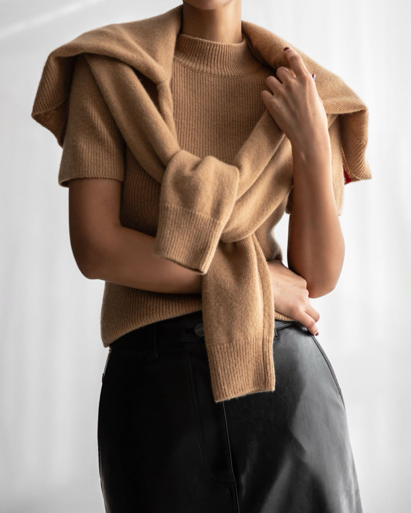 Paper Moon - Korean Women Fashion - #womensfashion - Cashmere Wool Half Turtleneck Crop Knit Top - 3