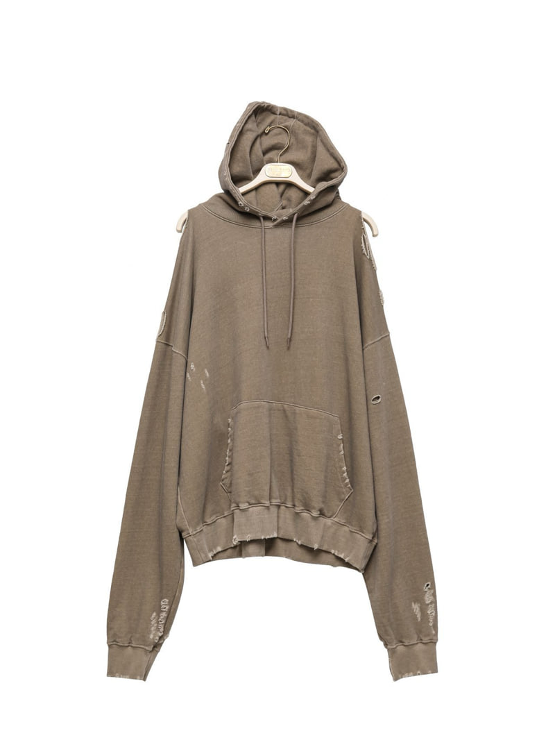Paper Moon - Korean Women Fashion - #womensfashion - Oversized Pigment Cutting Detail Hoodie - 7