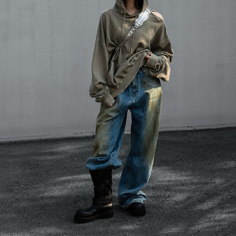 Paper Moon - Korean Women Fashion - #womensfashion - Dusty Mud Wide Denim - 2