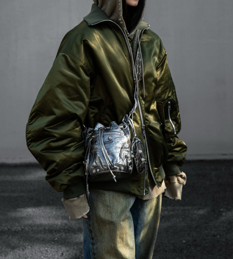Paper Moon - Korean Women Fashion - #womensfashion - Oversized High Neck Padded Bomber Jacket