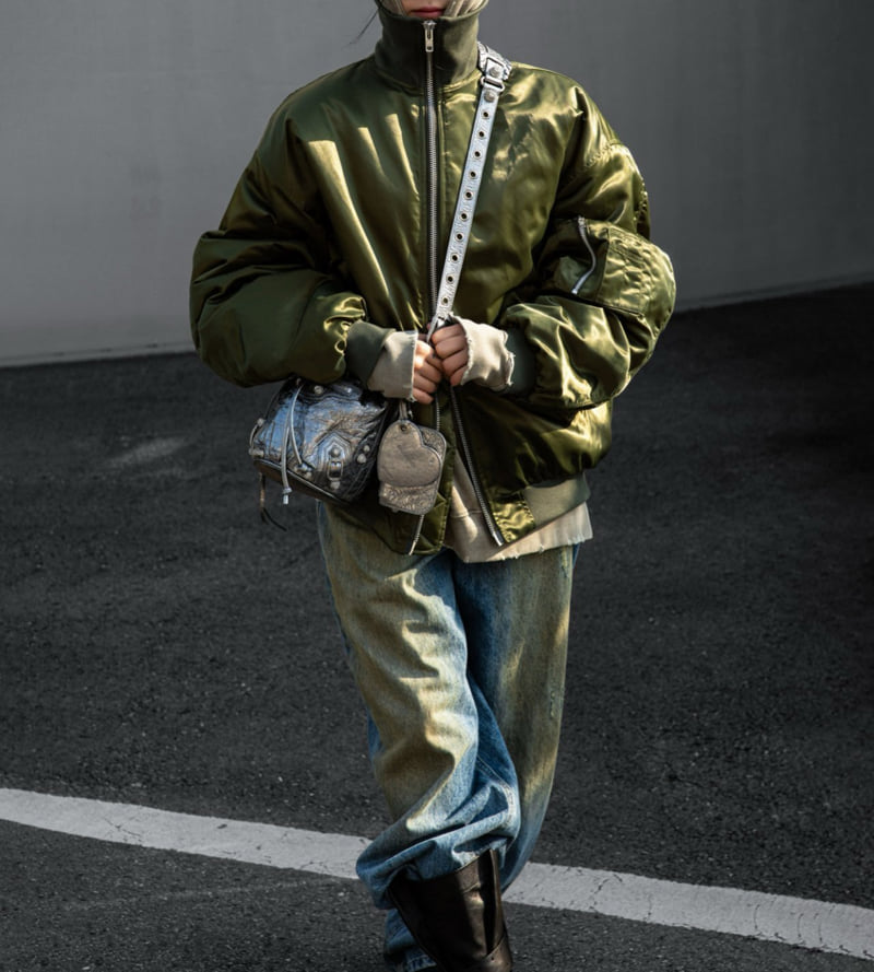 Paper Moon - Korean Women Fashion - #womensfashion - Oversized High Neck Padded Bomber Jacket - 3