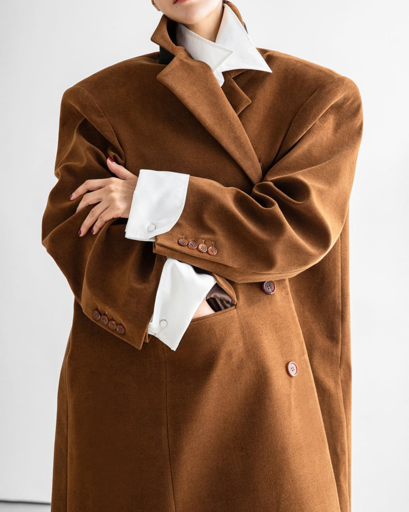 Paper Moon - Korean Women Fashion - #womensfashion - Oversized Hidden Button Single Dobby Coat - 5