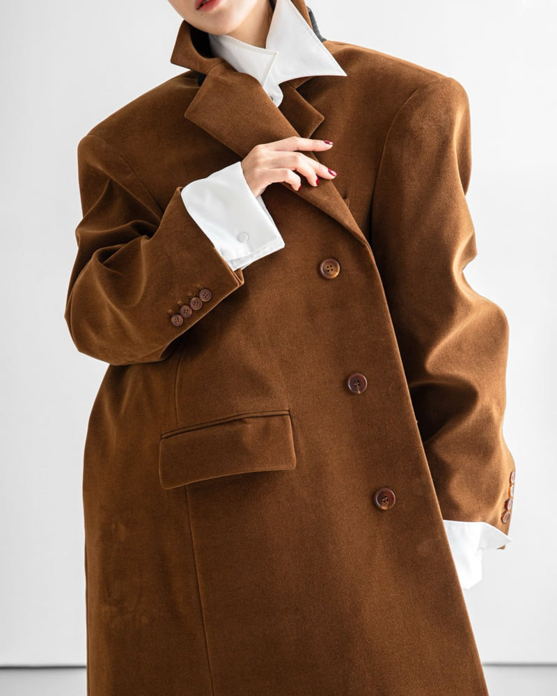 Paper Moon - Korean Women Fashion - #womensfashion - Oversized Hidden Button Single Dobby Coat - 7