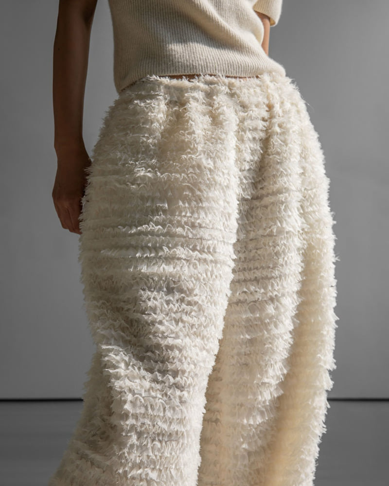 Paper Moon - Korean Women Fashion - #womensfashion - Luxe Feather Lace Detail Wide Trousers - 3