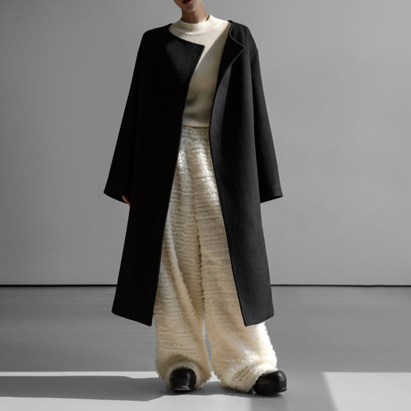 Paper Moon - Korean Women Fashion - #womensfashion - Luxe Cashmere Wool Stitch Point Robe Belted Coat - 2