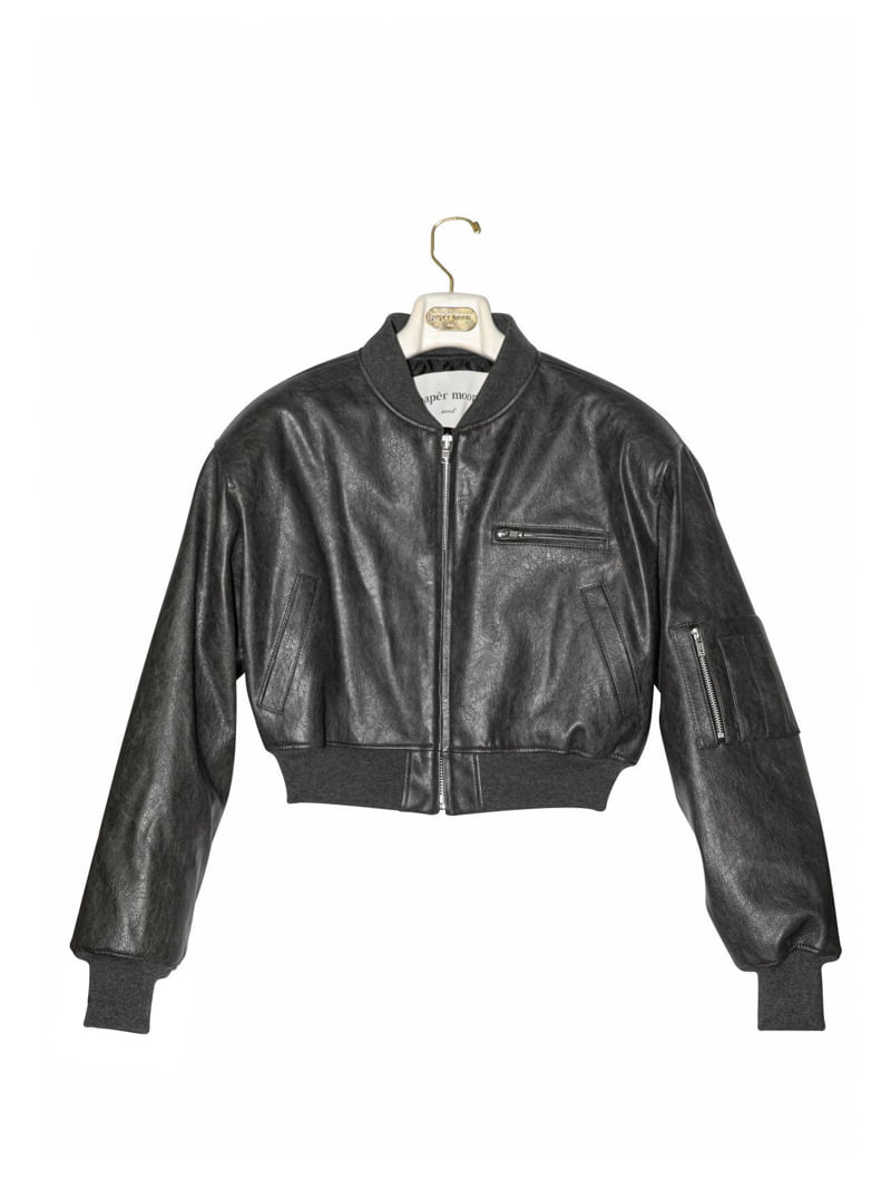 Paper Moon - Korean Women Fashion - #womensfashion - Vegan Cropped Pull Up Bomber Jacket - 12
