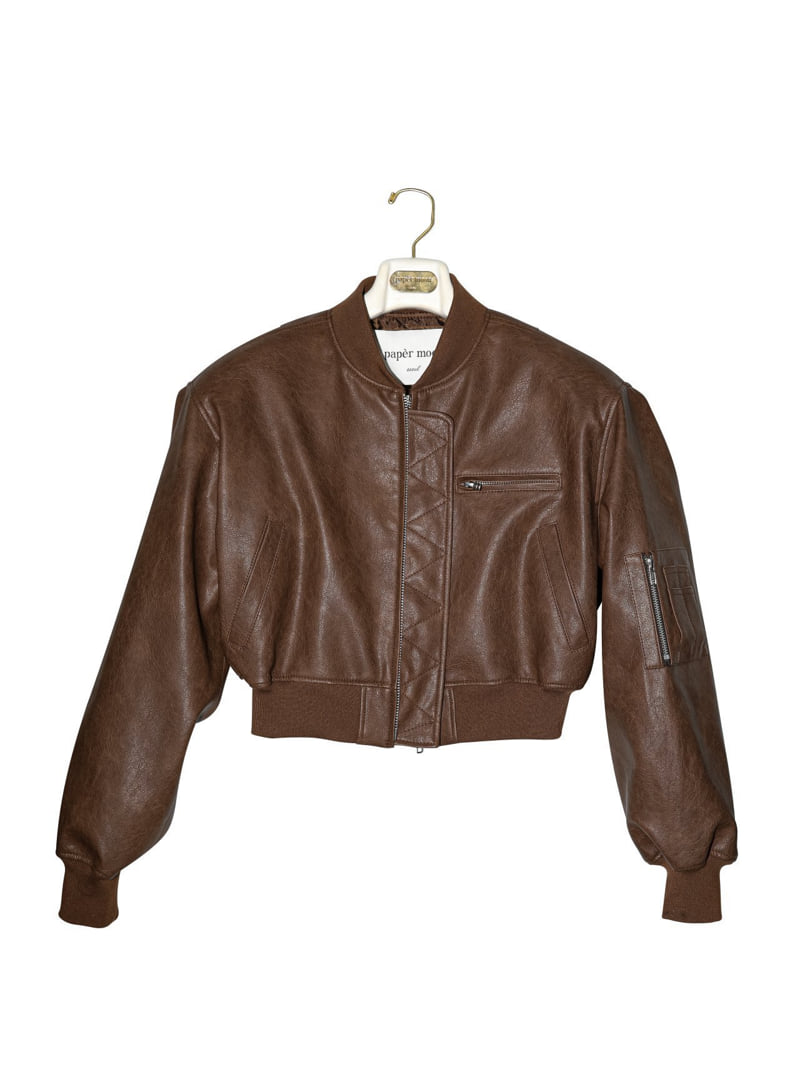 Paper Moon - Korean Women Fashion - #womensfashion - Vegan Cropped Pull Up Bomber Jacket - 8