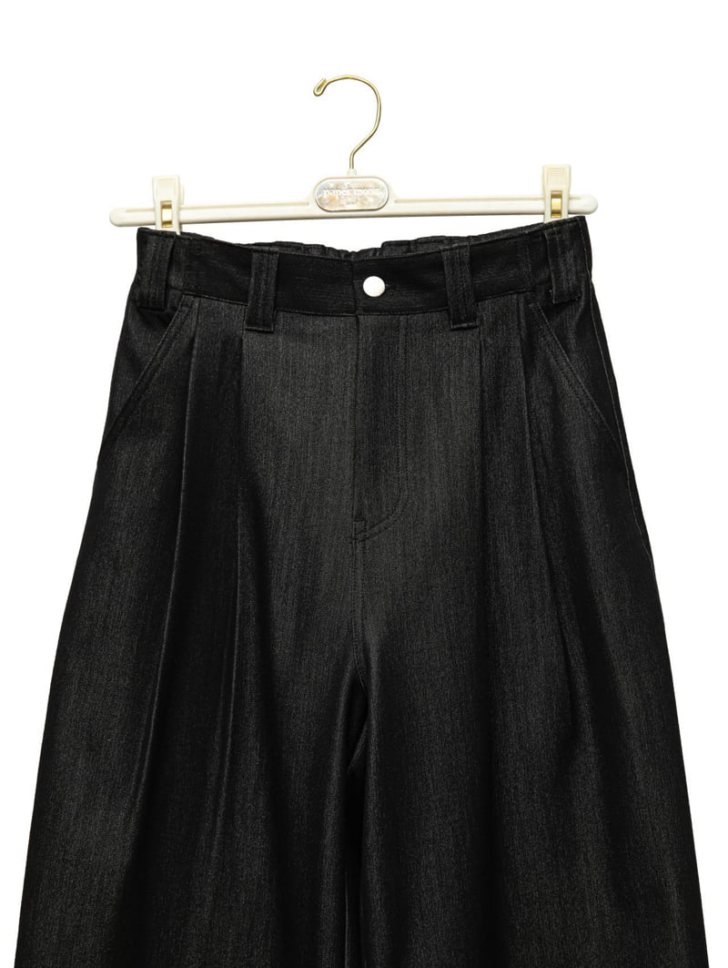 Paper Moon - Korean Women Fashion - #womensfashion - Pleated Twill Denim Wide Trousers - 9